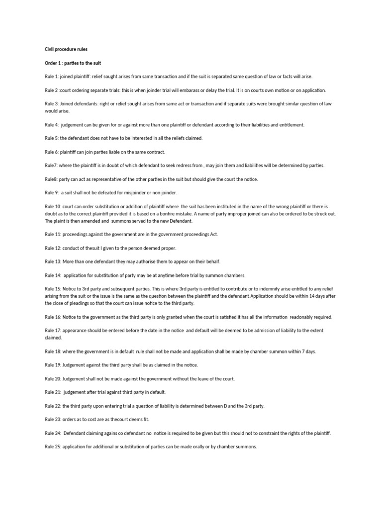 Civil Procedure Rules Overview | PDF | Lawsuit | Affidavit