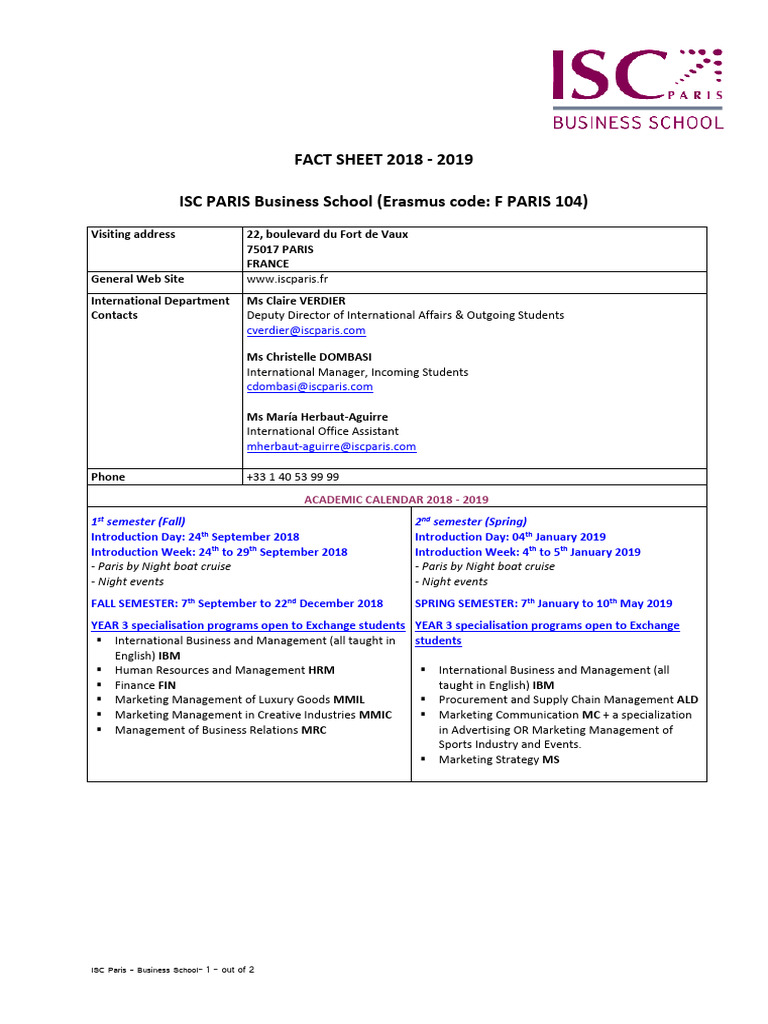 ISC Fact+Sheet+2018-2019 | PDF | Academic Term