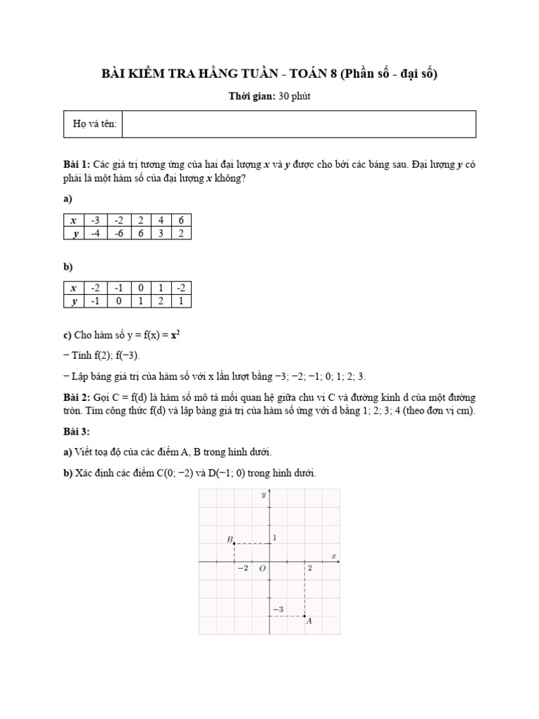 Numeric-Math 8 - Bài Kiểm Tra 1 | PDF