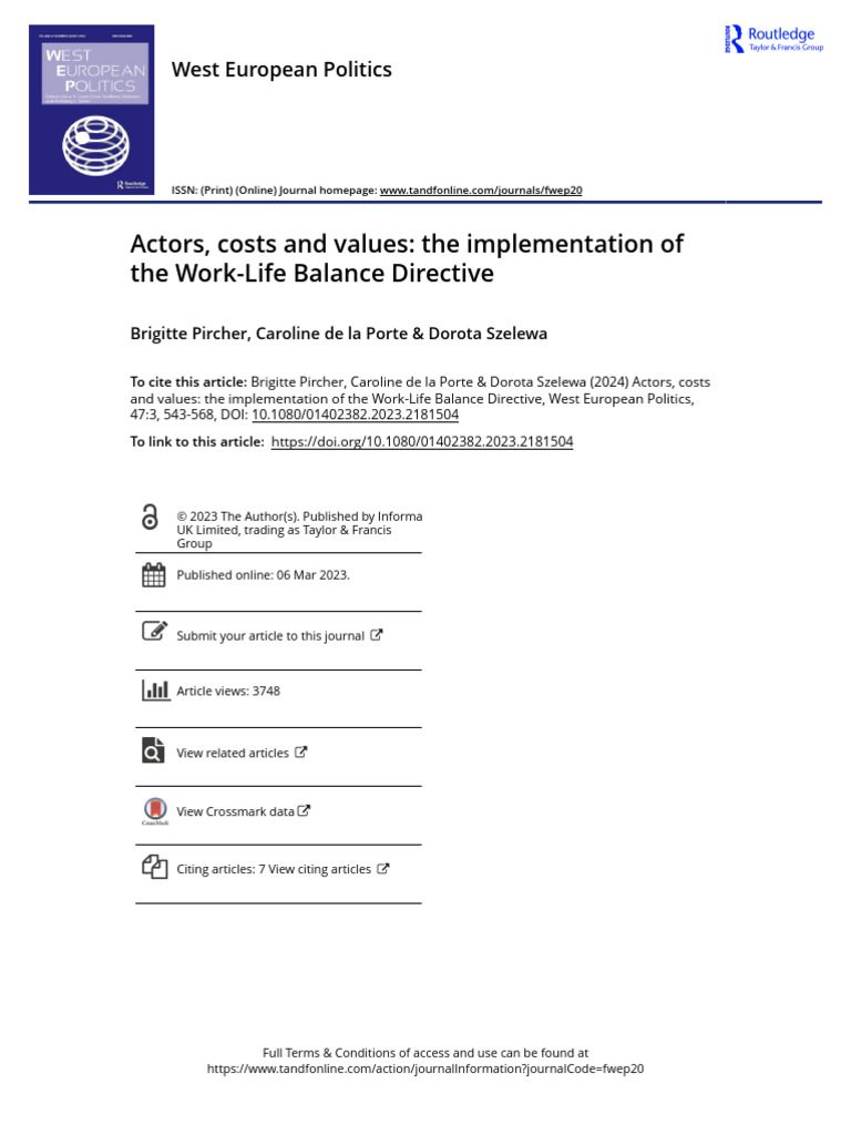 Work-Life Balance Directive Analysis | PDF | Parental Leave | Employment