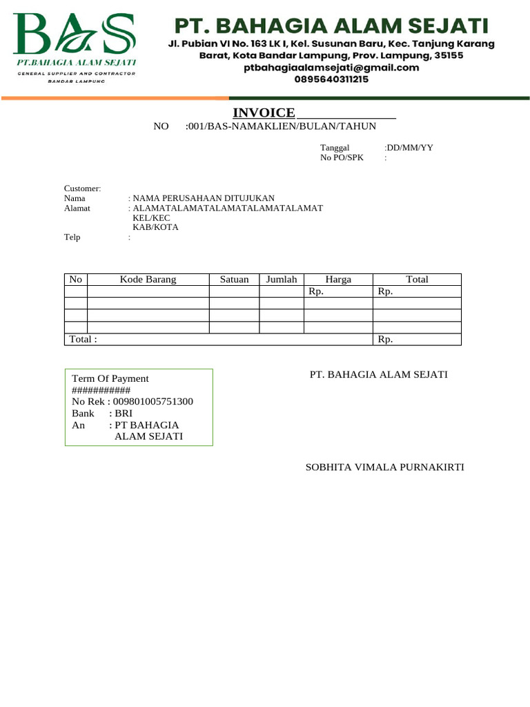 Template Invoice Bas | PDF
