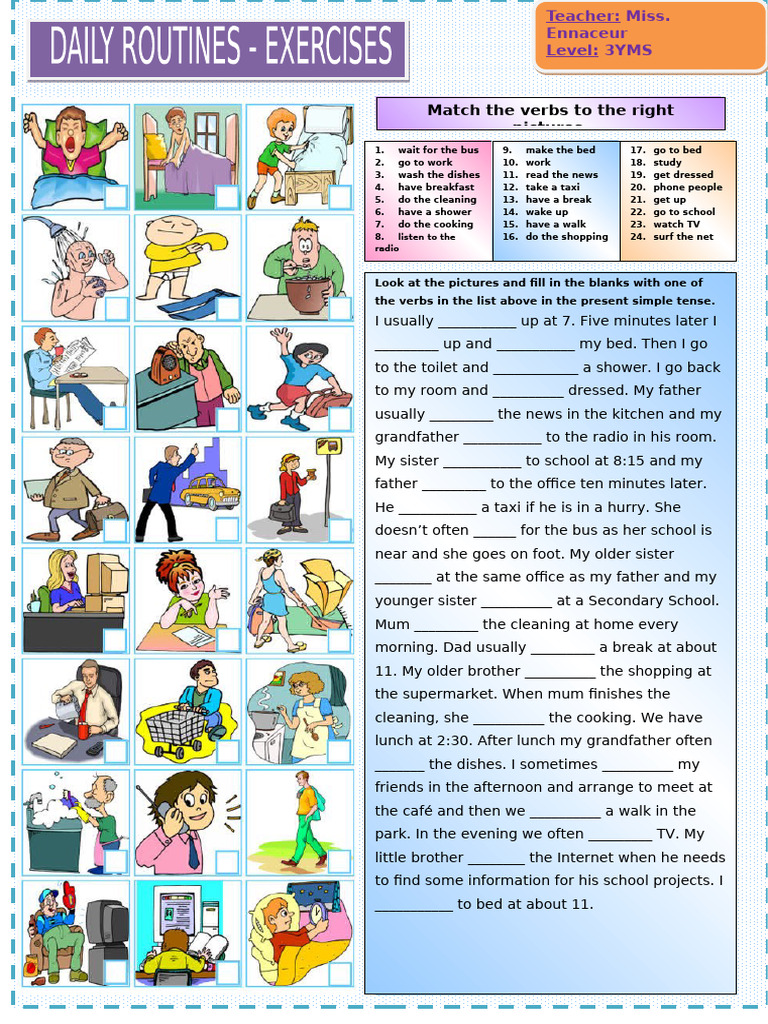 Daily Routine Exercises in Present Simple | PDF