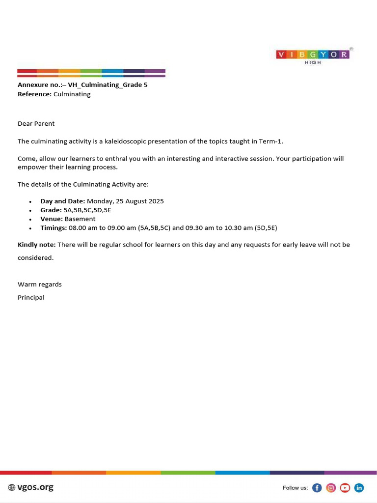 Grade 5 Culminating Activity Details | PDF