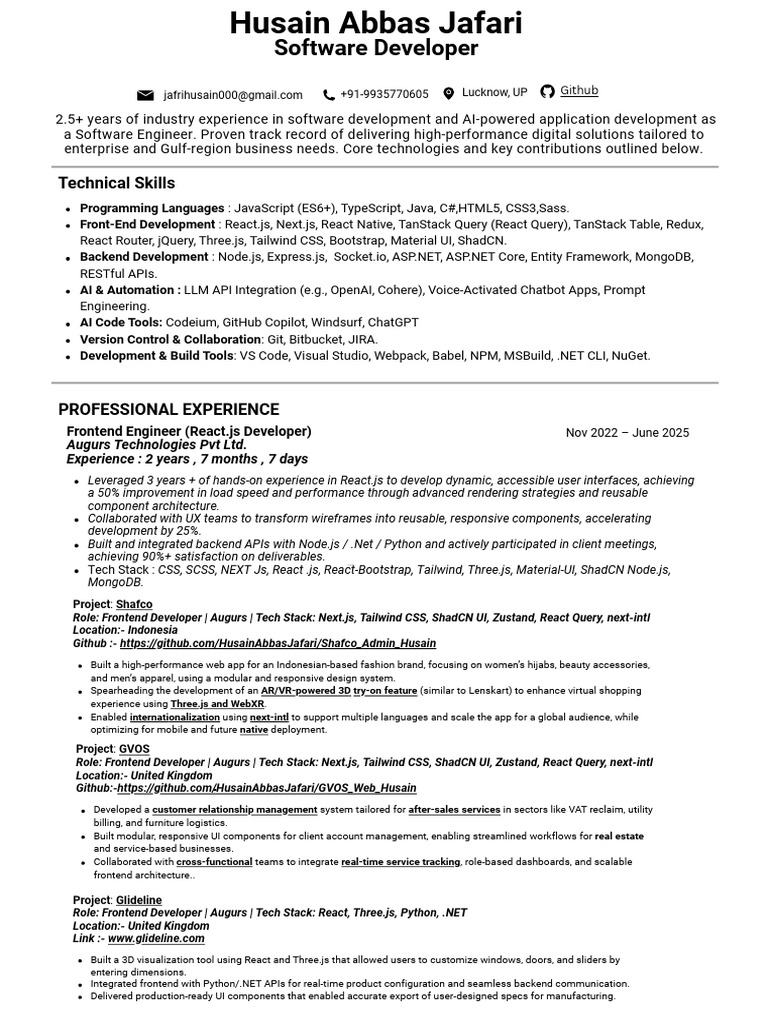 Frontend Developer Portfolio Overview | PDF | Systems Architecture ...