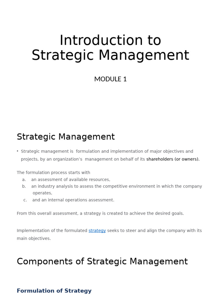 Strategic Management Module 1 | PDF | Modern Portfolio Theory ...