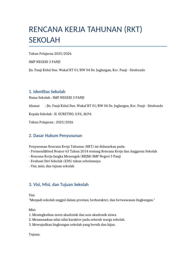 RKT SMP Negeri 3 Panji 2025/2026 | PDF