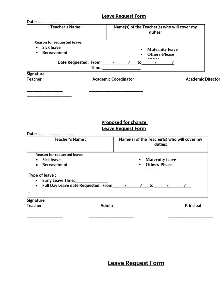 Leave Request Form Template | PDF