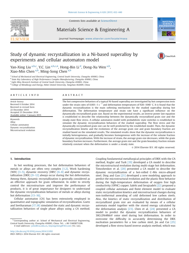 2015 Study of Dynamic Recrystallization in A Ni-Bas | PDF | Metallurgy ...