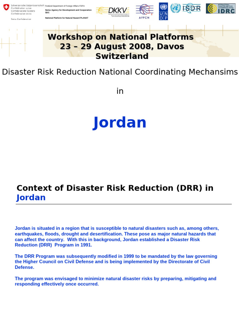 Jordan's Disaster Risk Reduction Framework | PDF | Disaster Risk ...