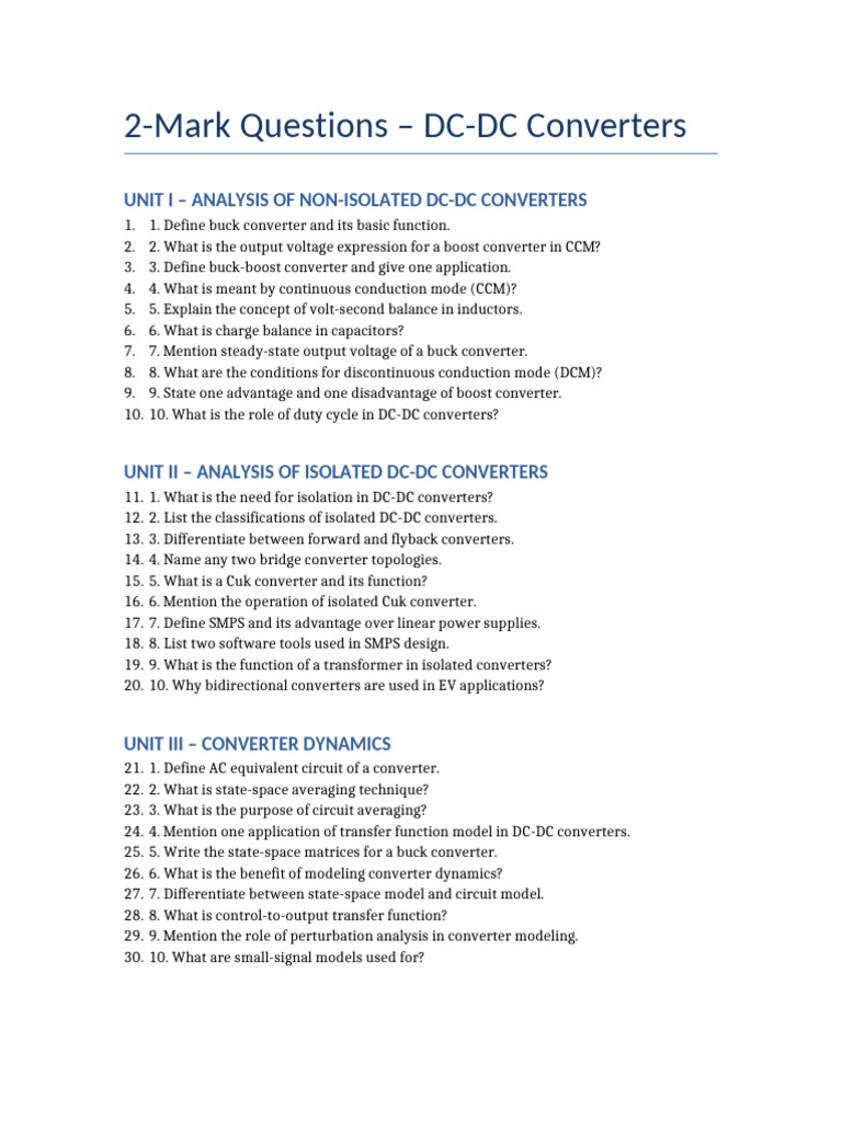 DC-DC Converter Interview Questions | PDF | Power Electronics ...