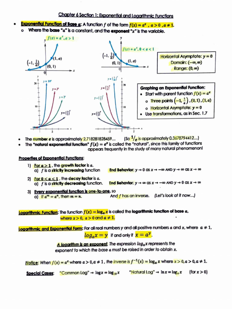 Logarithmic and Exponential Functions | PDF | Exponential Function ...