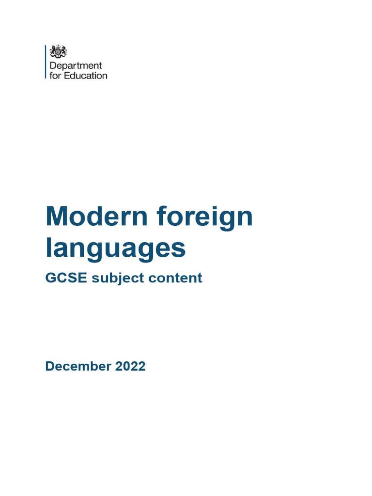 Modern Foreign Languages GCSE Guide | PDF | Grammatical Tense | Verb