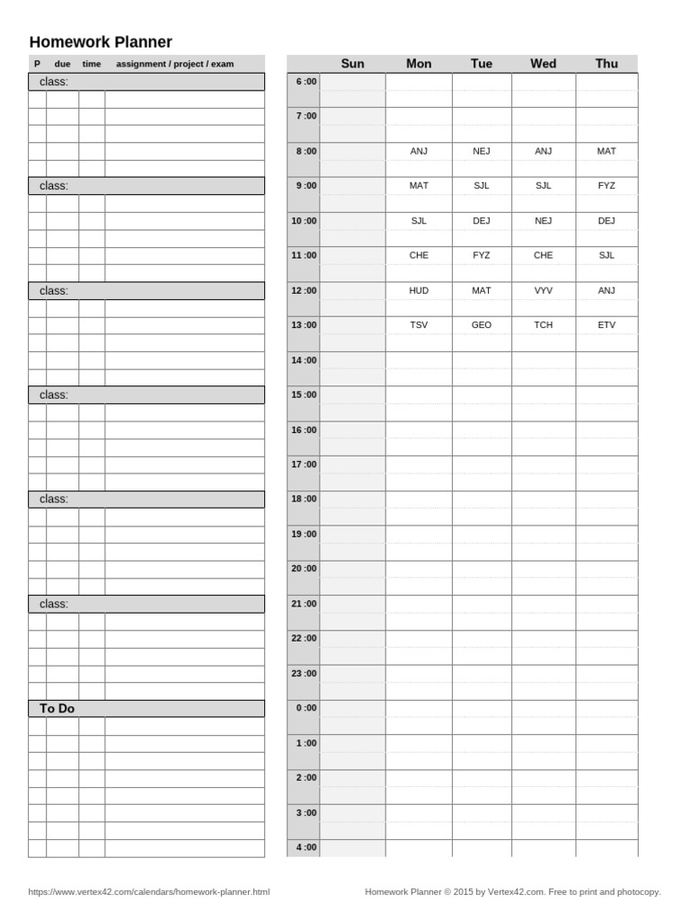 Free Printable Homework Planner | PDF