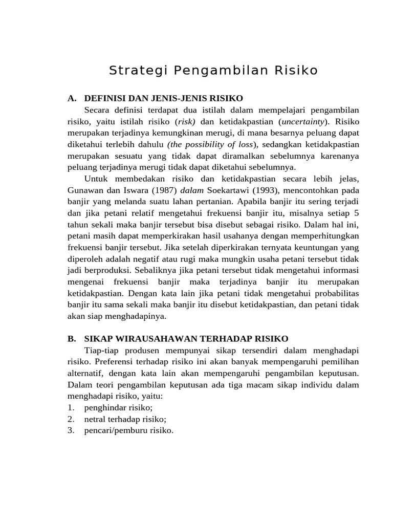 Strategi Pengelolaan Risiko Agribisnis | PDF