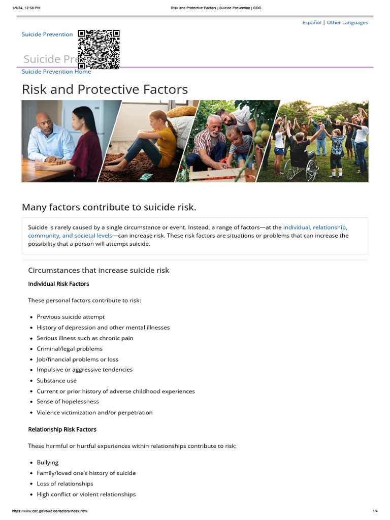 Risk and Protective Factors - Suicide Prevention - CDC | PDF | Suicide ...