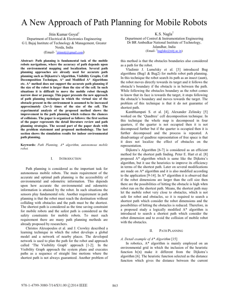 A New Approach of Path Planning For Mobile Robots | PDF | Applied ...