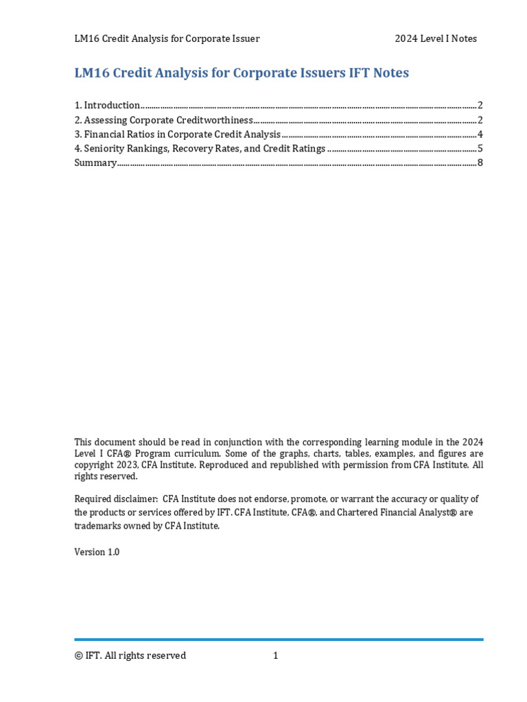 Corporate Credit Analysis Guide 2024 | PDF | Debt | Bonds (Finance)