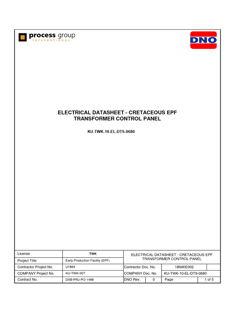 Cretaceous EPF Transformer Control Panel Datasheet | PDF | Mains ...