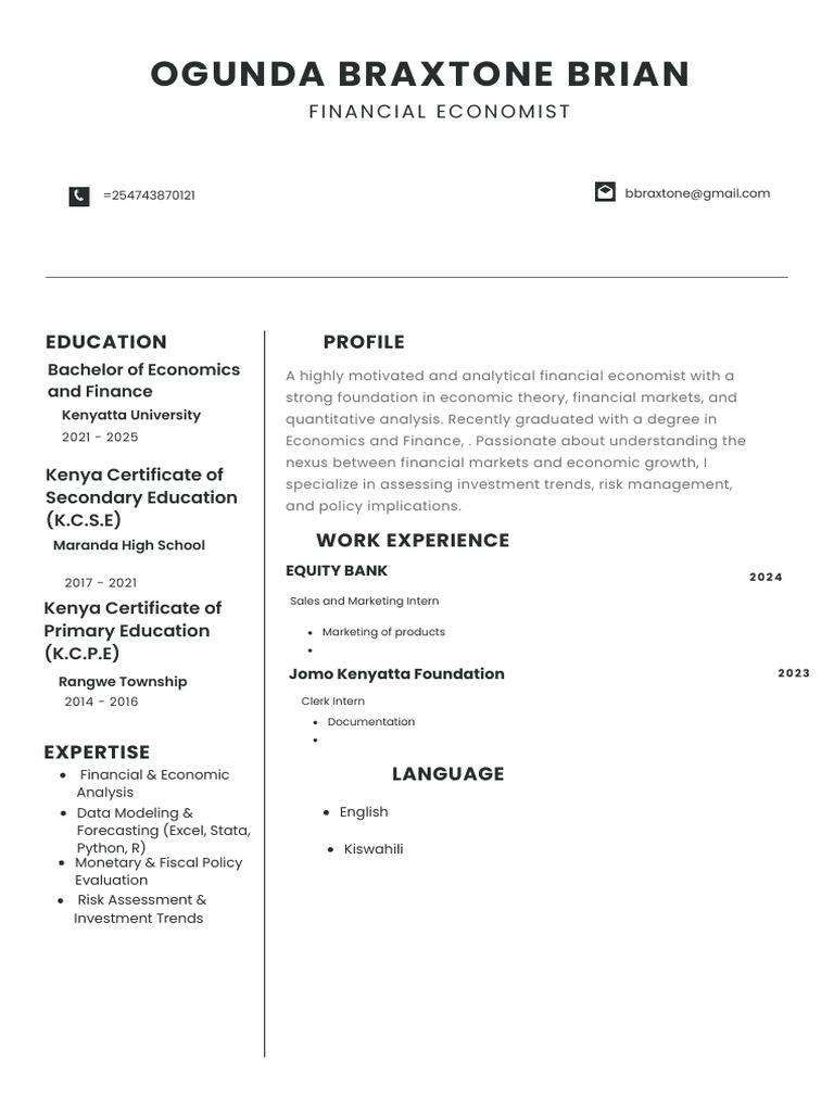 Professional Minimalist CV Resume | PDF