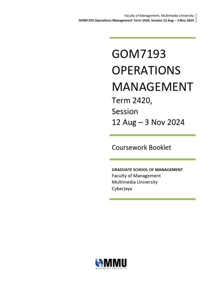 Gom7193 Coursework Booklet (2420) Aug - Nov 2024 WD Cyber (Mba) | PDF ...