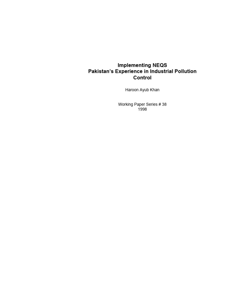 NEQS Implementation in Pakistan's Industry | PDF | Non Governmental ...