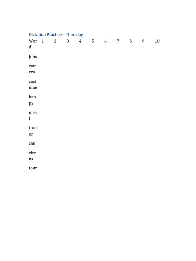 Dictation Practice With Boxes | PDF