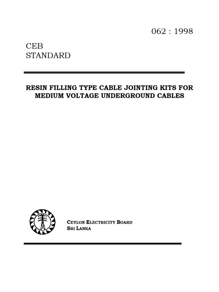 Resin Cable Jointing Kits Standard 1998 | PDF | Insulator (Electricity ...