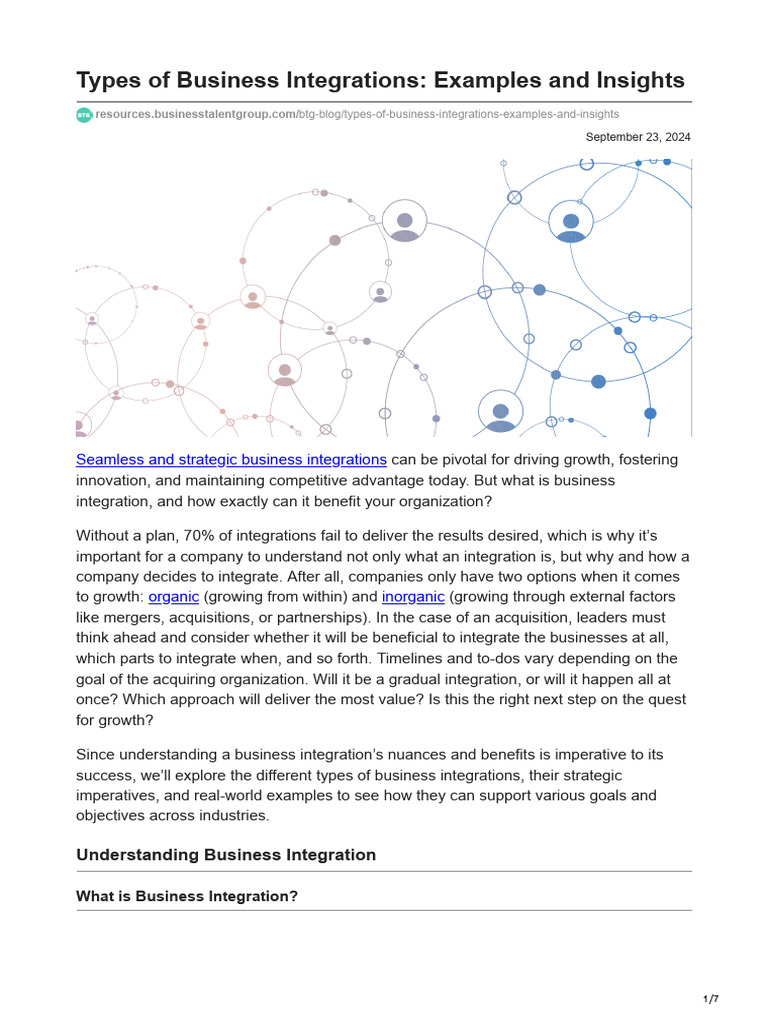 Types of Business Integrations - Examples and Insights | PDF | Mergers ...