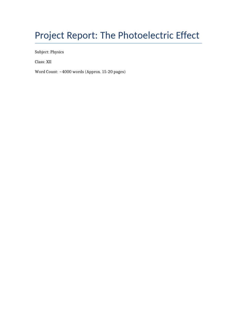 Photoelectric Effect Project | PDF | Photoelectric Effect | Scientific ...