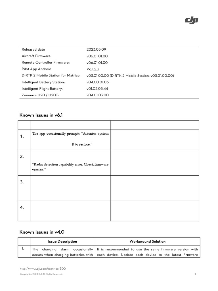 M300 RTK Firmware Known Issues List | PDF | Computing