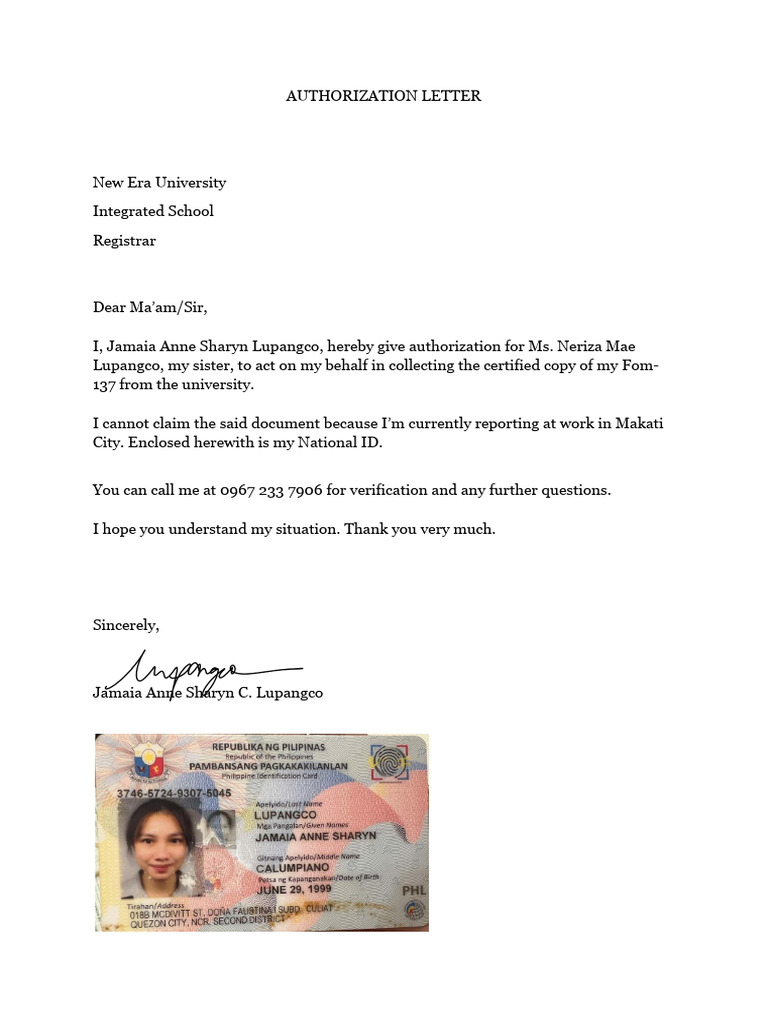 Neu Authorization Letter | PDF