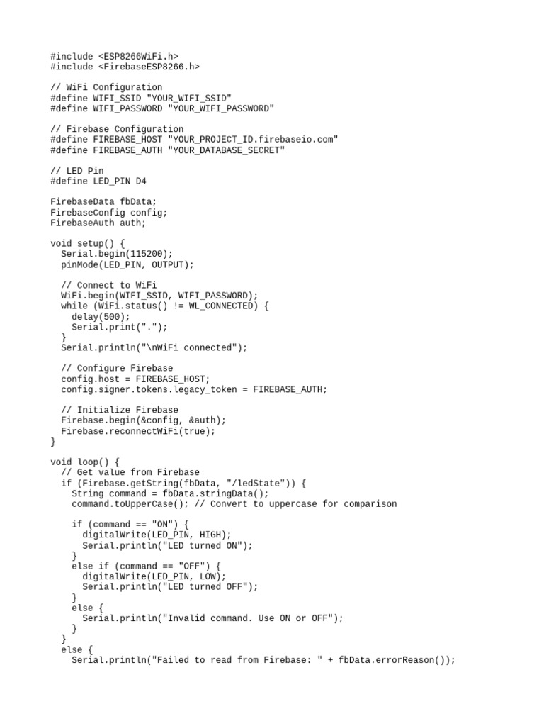 Control LED via Firebase Commands | PDF