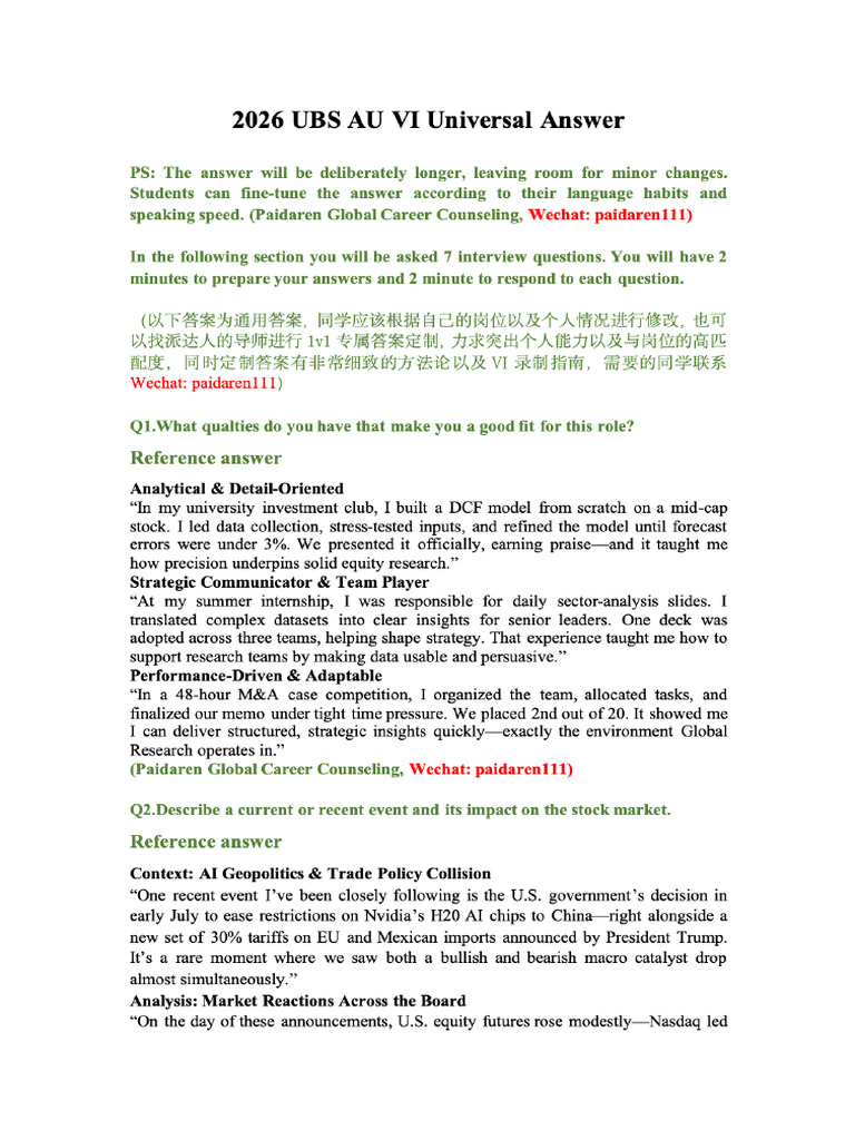 2026 UBS HK VI Universal Answer | PDF
