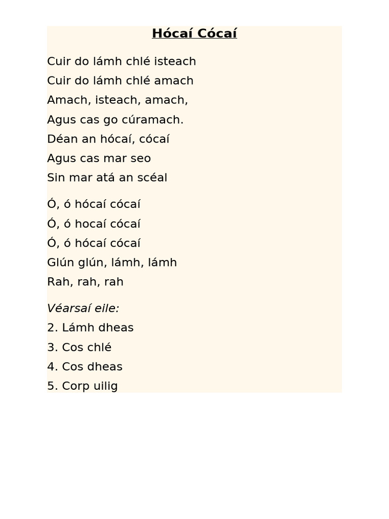 Hócaí Cócaí | PDF