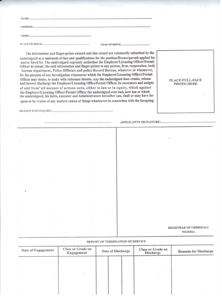 Police Form Male | PDF