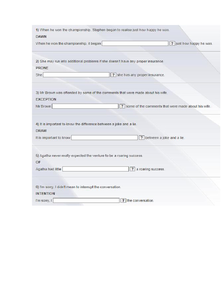 C2 Use of English Part 4 Practice 2 | PDF