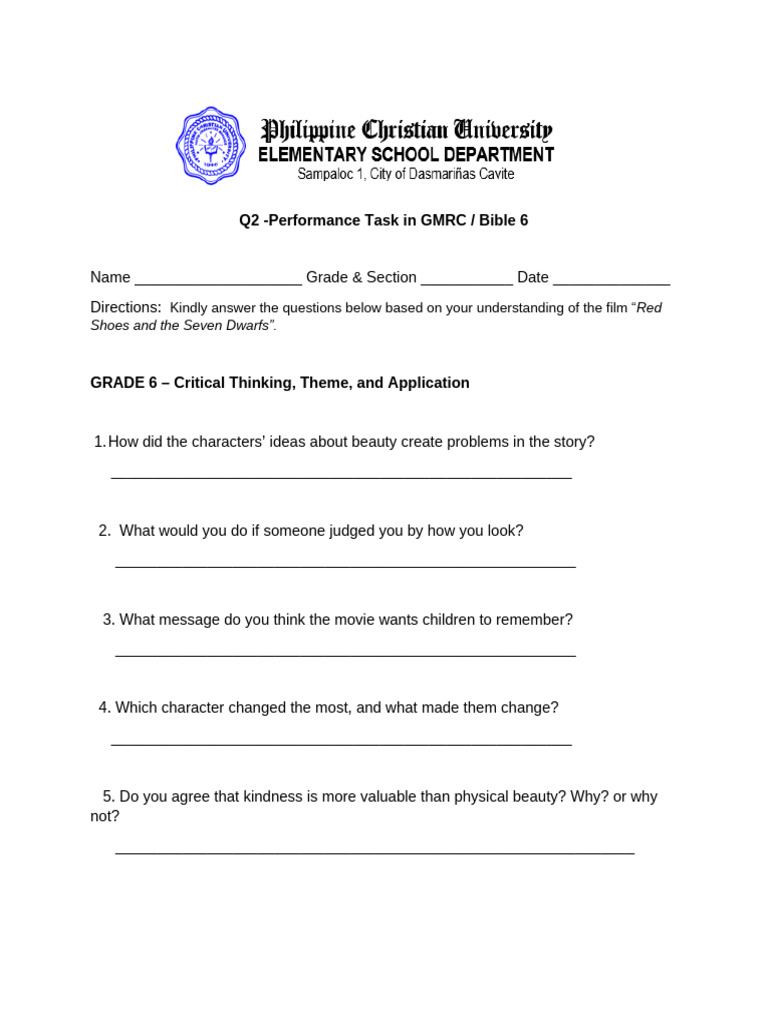 GMRC Grade 6 Performance Task Guide | PDF