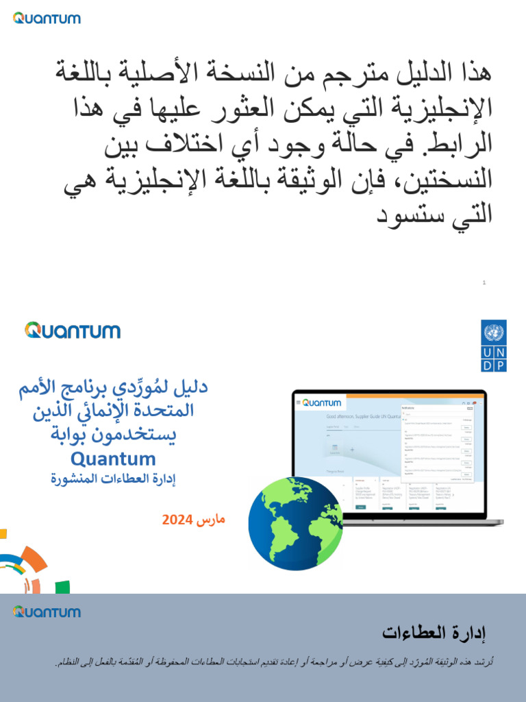 AR - UNDP Quantum - User Guide For Suppliers Manage Bids | PDF