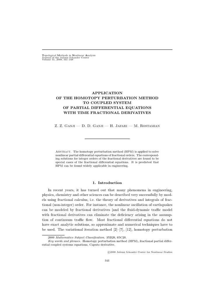 Homotopy Perturbation Method for PDEs | PDF | Nonlinear System | Equations