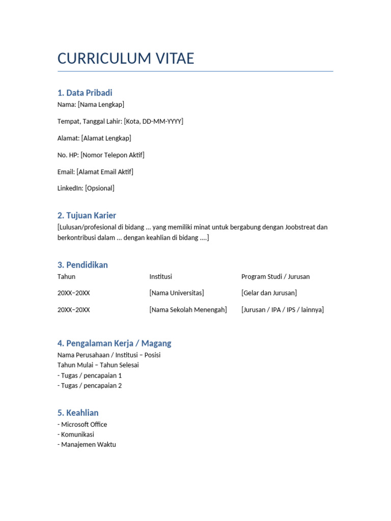 CV untuk Joobstreat | PDF