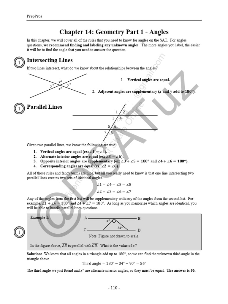 SAT Geometry: Angle Rules Explained | PDF | Triangle | Angle