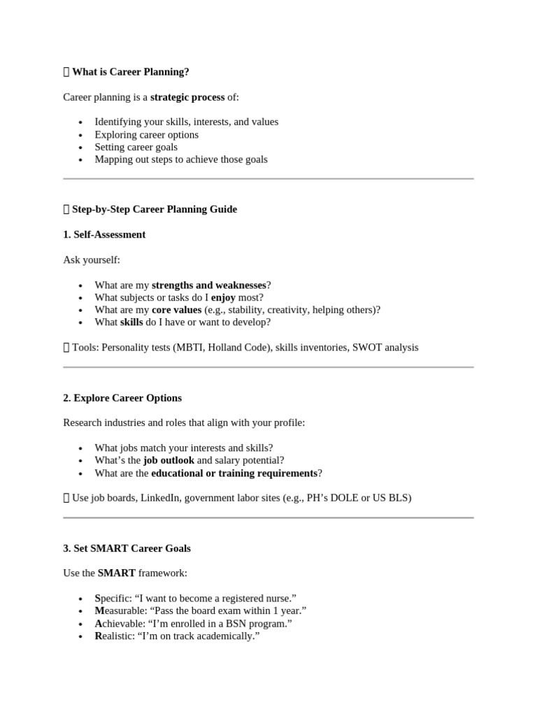 Career Planning and Goal Setting Guide | PDF | Swot Analysis | Goal