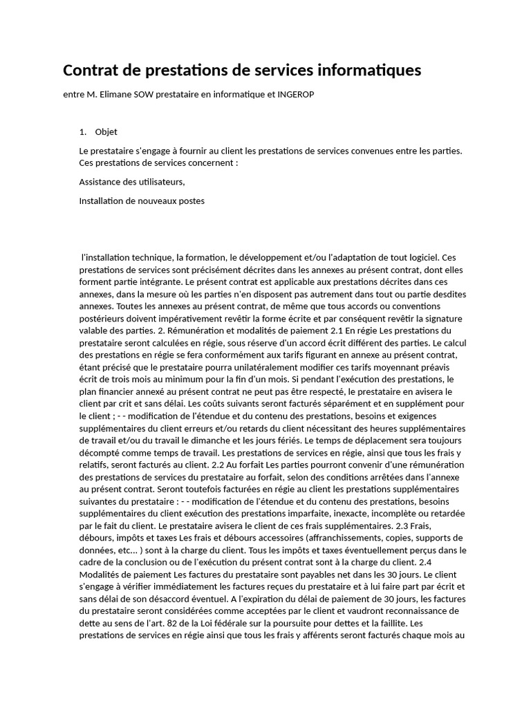 Contrat de services informatiques | PDF | Programme informatique ...