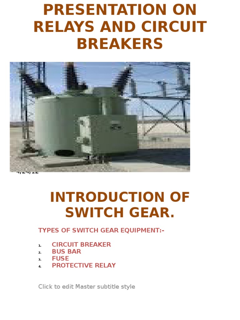 Presentation On Relays and Circuit Breakers PDF Relay Electric Arc