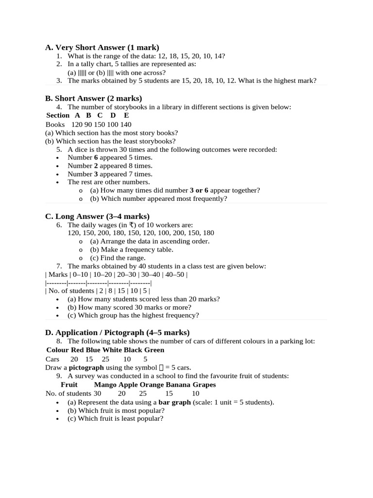 Data Handling Exercises and Solutions | PDF | Chess Theory
