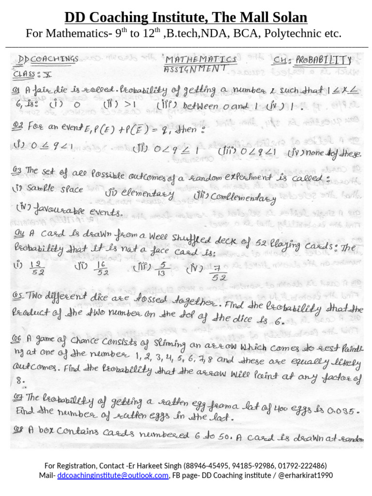 DD Coaching Institute for Mathematics in Solan | PDF