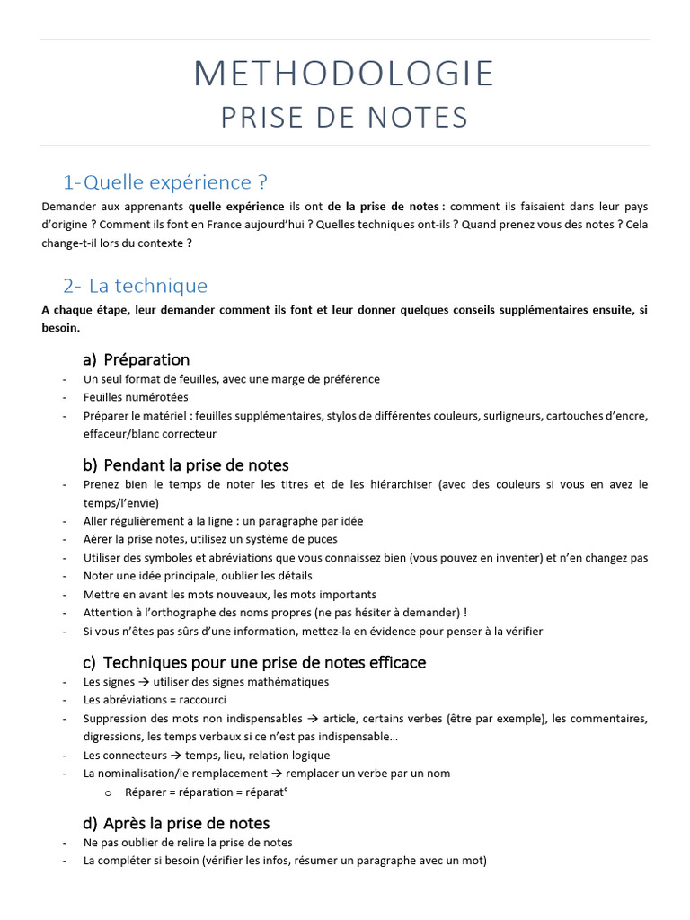 Techniques de Prise de Notes Efficaces | PDF