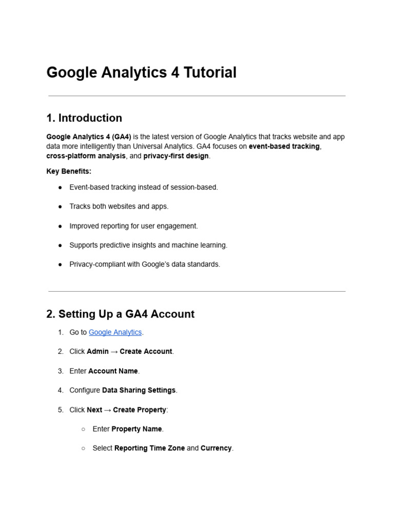 GA4 Tutorial for Beginners Guide | PDF | Analytics | Computing