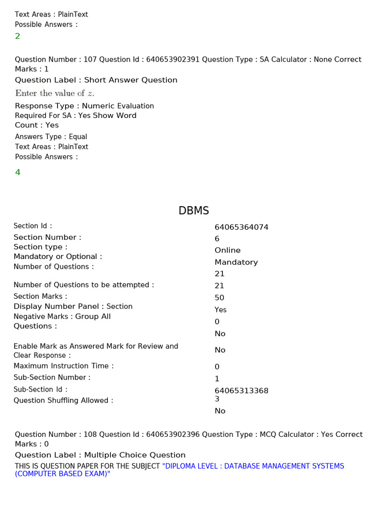 Diploma DBMS Exam Question Paper | PDF | Database Transaction | Computing