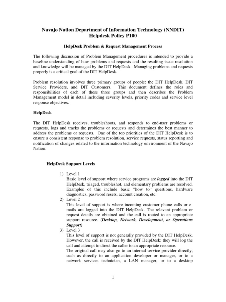 Help Desk Policy And Process Flowchart Help Desk Information